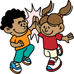 boy and girl high fiving